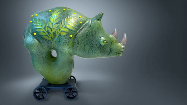 Rhino Tram - Animal Tram Series by Shelley Muzylowski Allen