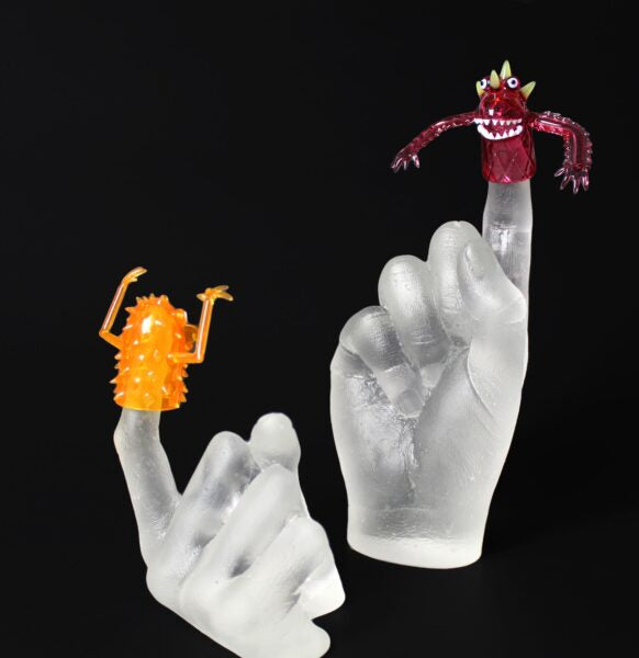 Fragile Finger Monsters Orange and Pink by Caterina Weintraub
