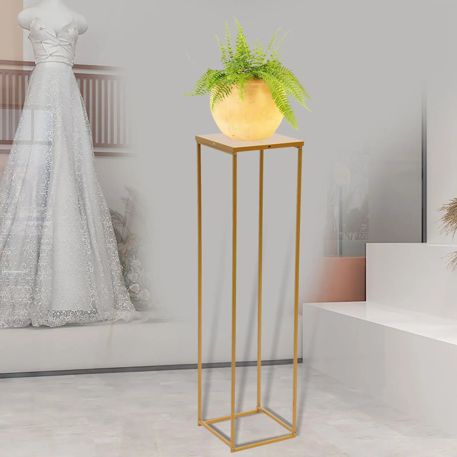 Gold Geometric Column Stand (100cm)