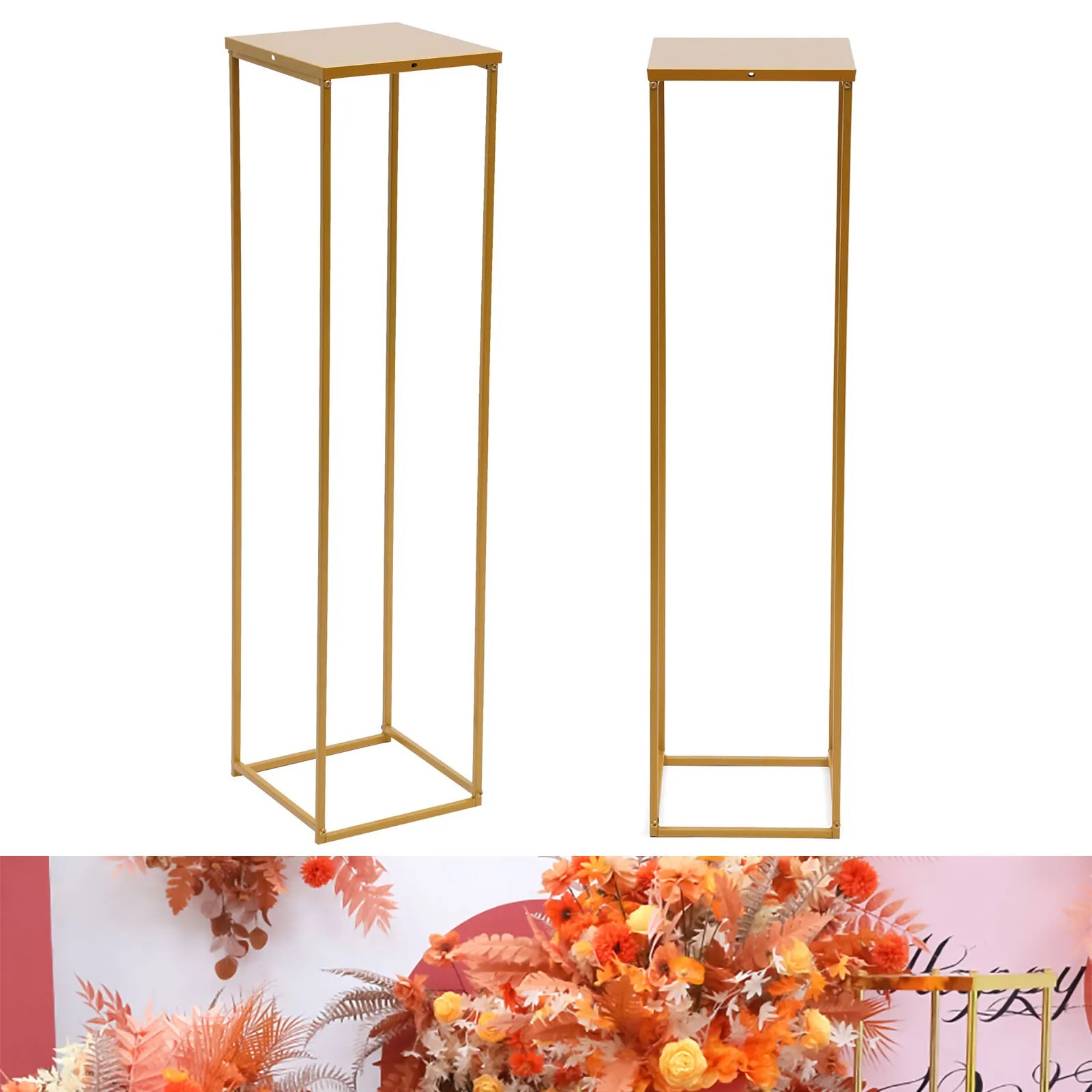 Gold Geometric Column Stand (100cm)