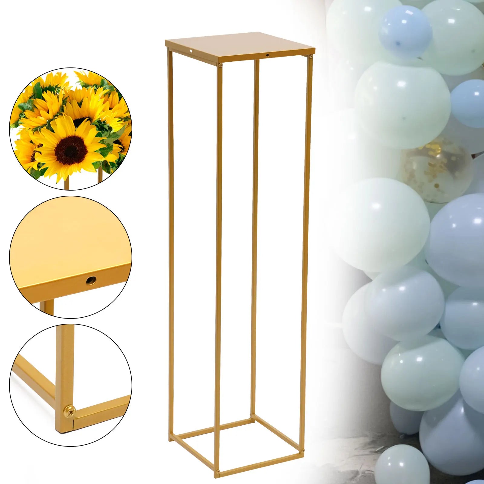 Gold Geometric Column Stand (100cm)